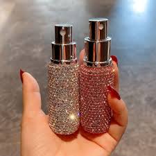 10ml Portable Perfume Spray Bottle Rhinestone Inlaid Refillable Leakproof Travel Mini Cosmetics Sub Bottle Container Wholesa