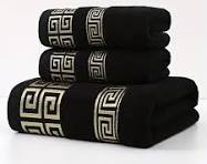 3pcs Luxury Cotton Towel Set, 100% Pure Cotton, GSM 410, Geometric Embroidery, Soft Absorbent, Non-Shedding & Color-Fast, Bath Towel & Hand Towels, Essential for Bathroom, Perfect for Autumn/Winter, Ideal Gift for Family & Friends