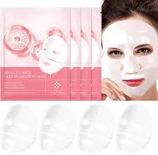 4pcs Bio-Collagen Real Deep Mask Pack Hydrating & Firming Facial Sheet Masks with Collagen, Hyaluronic Acid & Nicotinamide Moisturizing & Invigorating for All Skin Types(1pc/4pcs/8pcs)