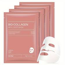 4pcs Bio-Collagen Real Deep Mask Pack Hydrating & Firming Facial Sheet Masks with Collagen, Hyaluronic Acid & Nicotinamide Moisturizing & Invigorating for All Skin Types(1pc/4pcs/8pcs)